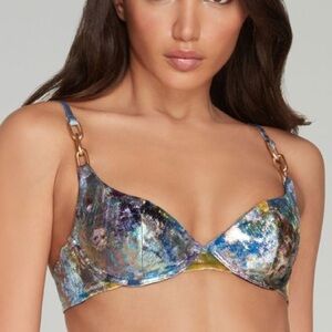 Agent Provocateur Twinkle Bikini Swim Top in Petrol - UK 36D
